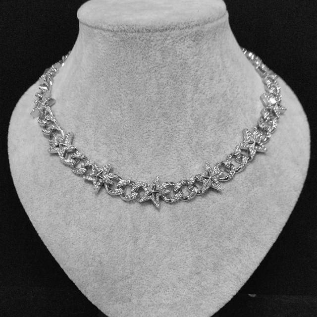 Hiphop diamond star cuban link chain ice out necklace