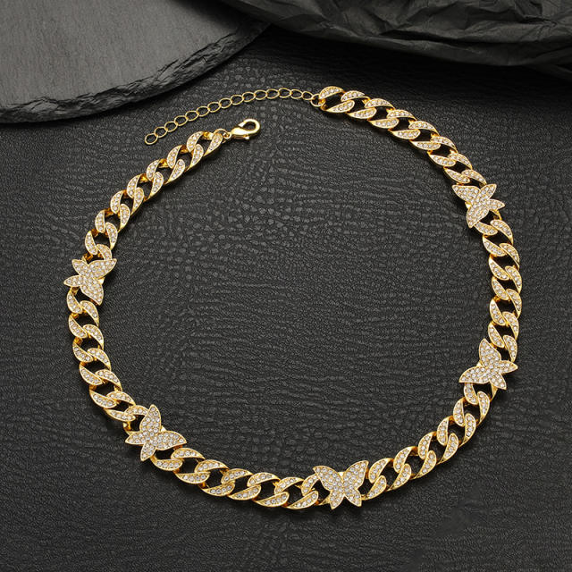 Hiphop ice out cuban link chain star heart choker necklace for men