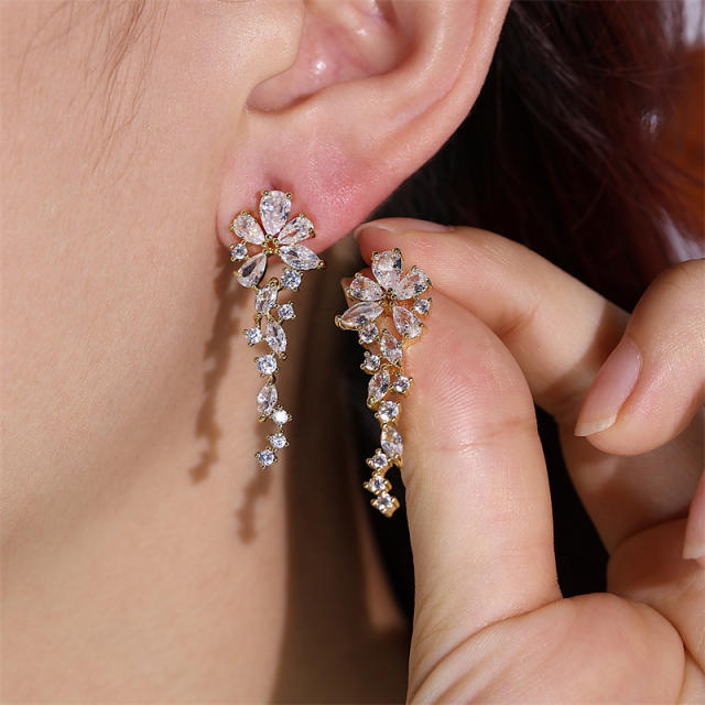 Elegant 925 needle color cubic zircon diamond earrings