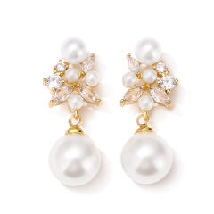 Elegant cubic zircon pearl bead drop wedding earrings