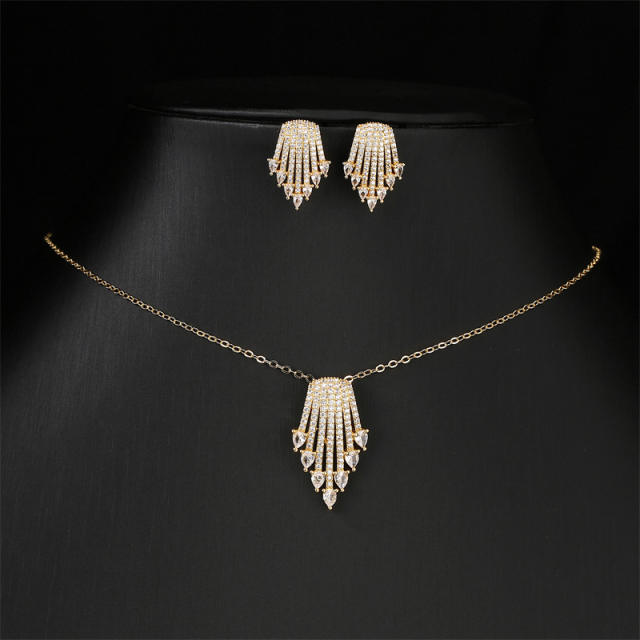 INS delicate diamond copper necklace set