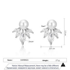 Delicate cubic zircon one pearl women studs earrings
