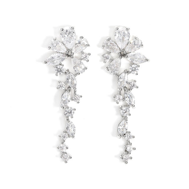 Elegant 925 needle color cubic zircon diamond earrings