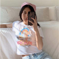 Summer unicorn letter printing Y2K cropped tops