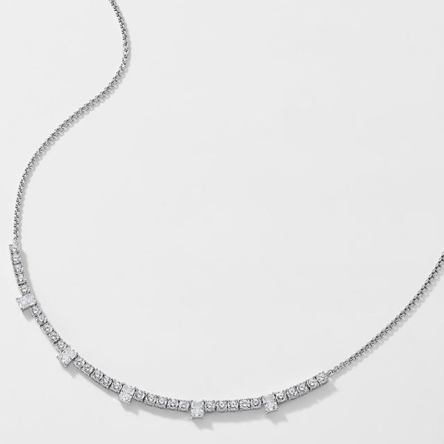 Delicate cubic zircon pave setting diamond dainty women necklace