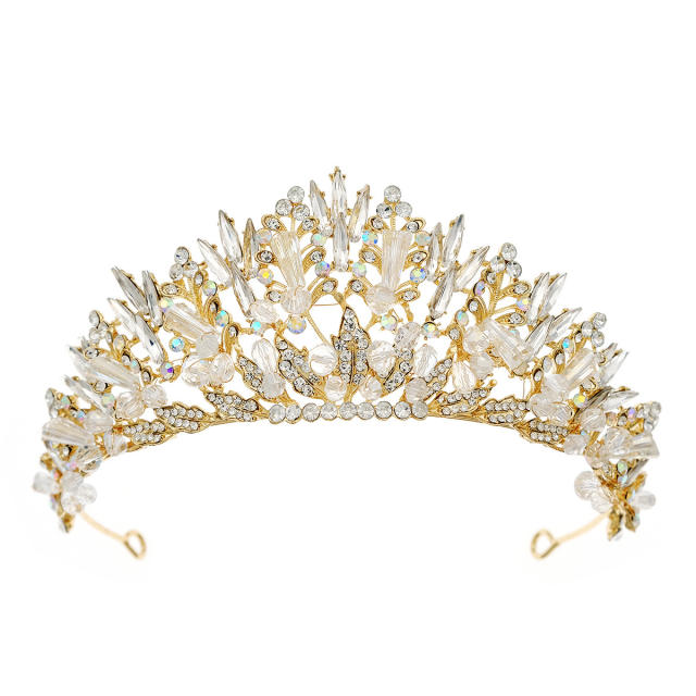 Delicate handmade colorful crystal bead women wedding hair crown