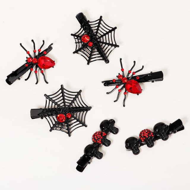 Halloween spider skull head web design hair clips set