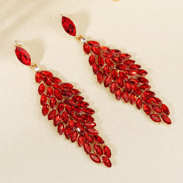 Red color halloween christmas series diamond crown earrings set