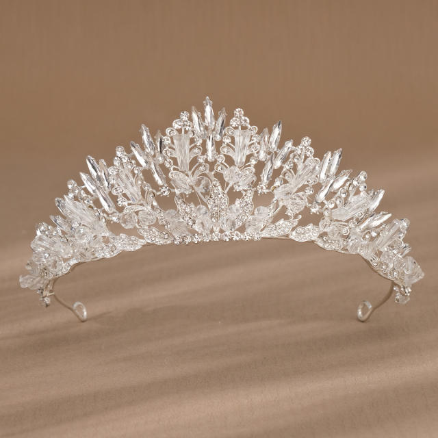 Delicate handmade colorful crystal bead women wedding hair crown