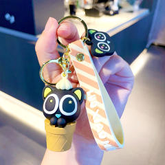 Cute cartoon cat gift box keychain