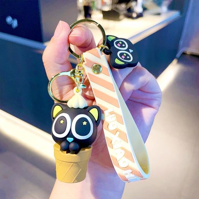 Cute cartoon cat gift box keychain