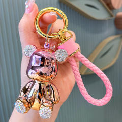Delicate gorgeous color diamond cartoon bear keychain