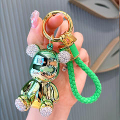 Delicate gorgeous color diamond cartoon bear keychain