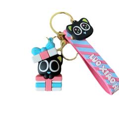 Cute cartoon cat gift box keychain