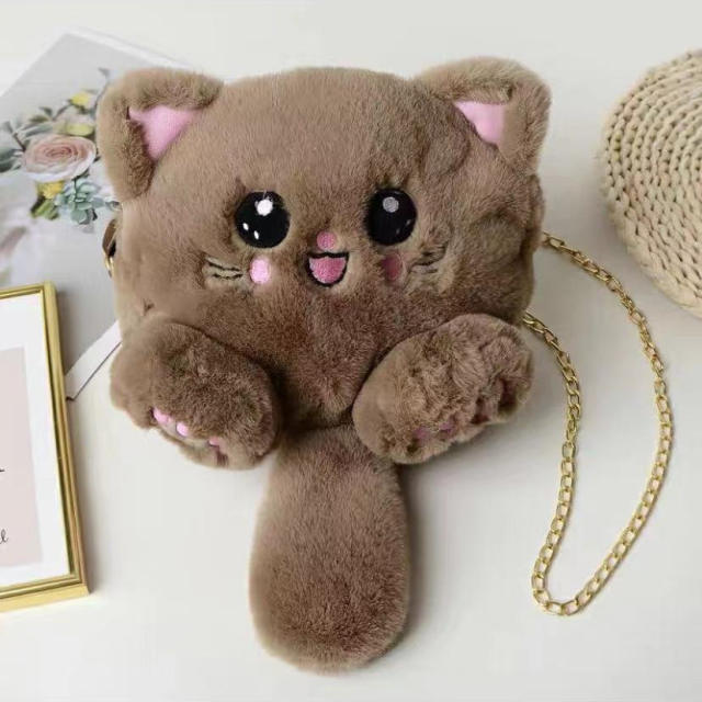 Cute fluffy cat design sweet crossbody bag