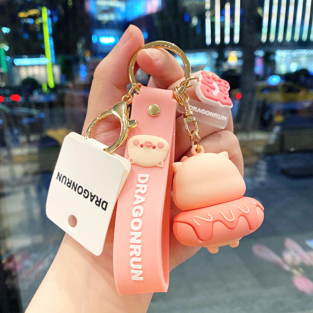 Sweet cartoon pink pig cute keychain