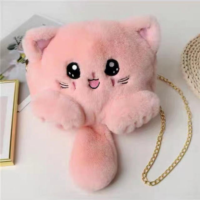 Cute fluffy cat design sweet crossbody bag
