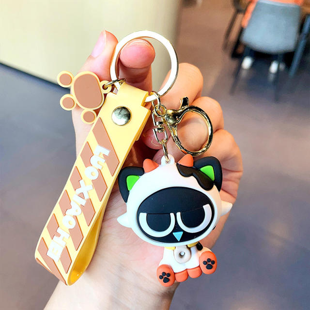 Cute cartoon cat gift box keychain