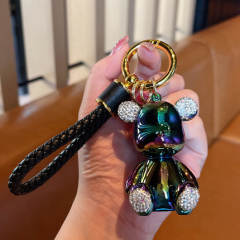 Delicate gorgeous color diamond cartoon bear keychain