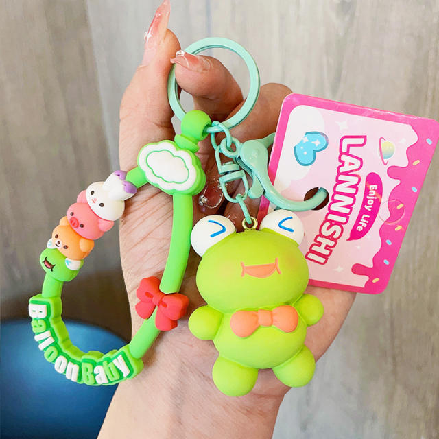 Cute frog bunny bear candy color keychain wristlet keychain