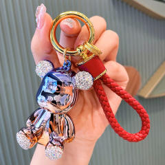 Delicate gorgeous color diamond cartoon bear keychain