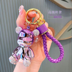 Delicate gorgeous color diamond cartoon bear keychain