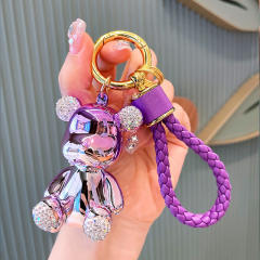 Delicate gorgeous color diamond cartoon bear keychain