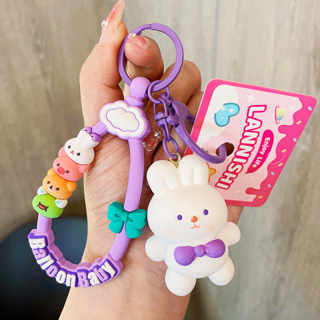 Cute frog bunny bear candy color keychain wristlet keychain
