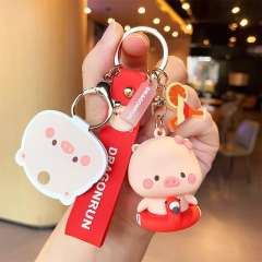 Sweet cartoon pink pig cute keychain