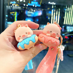 Sweet cartoon pink pig cute keychain