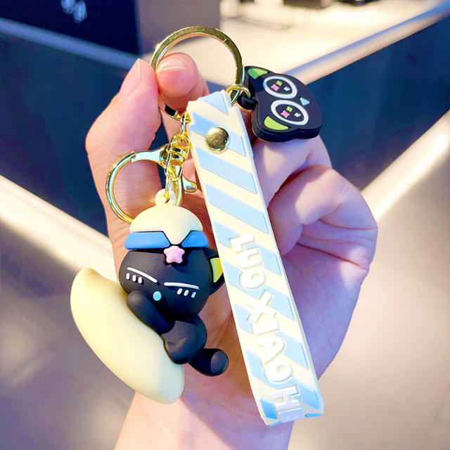 Cute cartoon cat gift box keychain