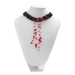 Gothic hallowe black bead imitation blood drop choker necklace for women