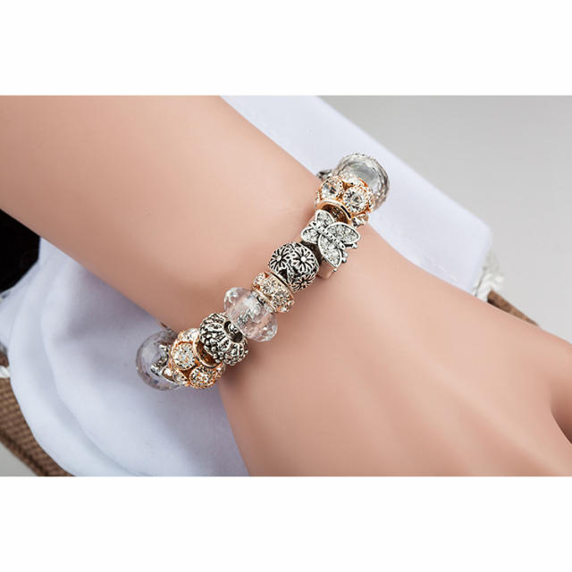Famous brand gold color series diamond butterfly diy bracelet