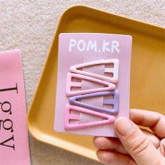 Sweet pink purple color snap hair clips set for kids