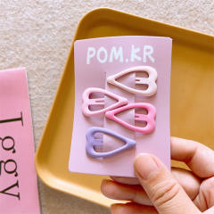 Sweet pink purple color snap hair clips set for kids