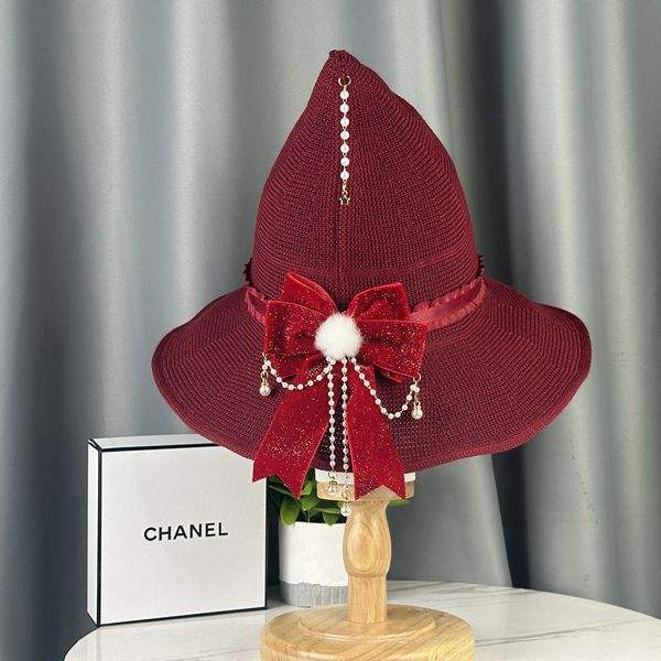 Lolita red color velvet bow witches hat halloween hat cosplay hat