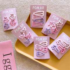 Sweet pink purple color snap hair clips set for kids