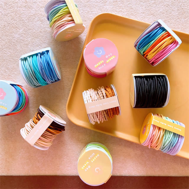 Candy color basic hair ties set for kids