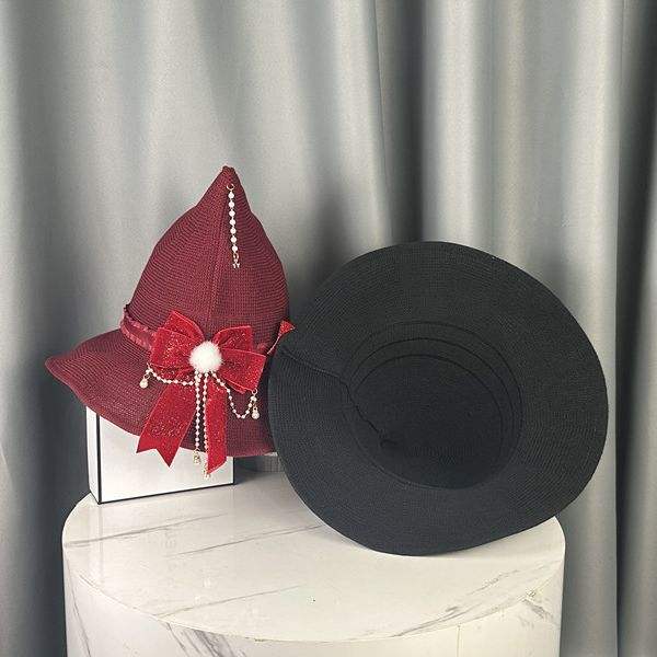 Lolita red color velvet bow witches hat halloween hat cosplay hat