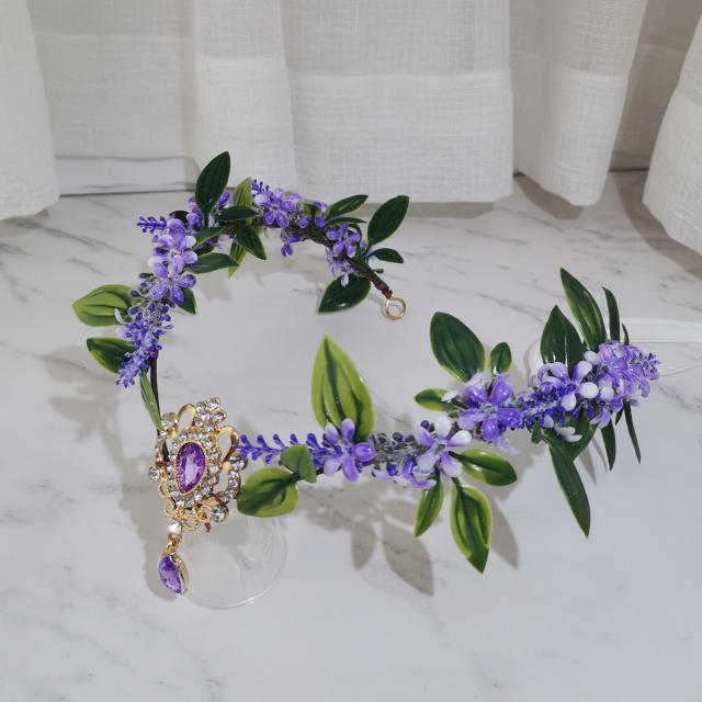 Forest fairy purple color series V shape flower crown