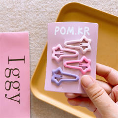 Sweet pink purple color snap hair clips set for kids