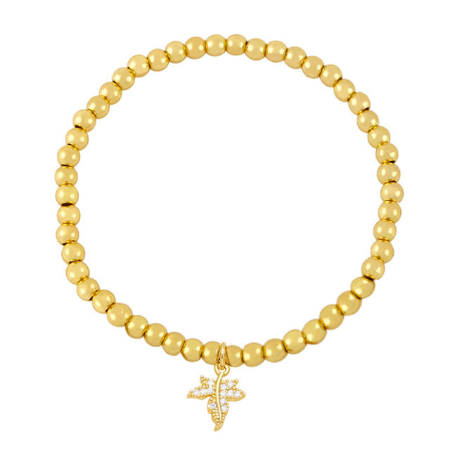 Populr 18k gold plated copper bead elastic bracelet