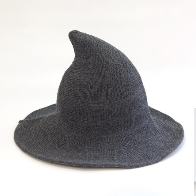 Hot sale knitted folding witches hat halloween hat