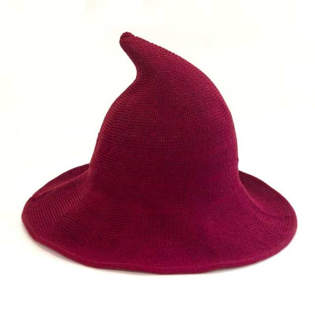 Hot sale knitted folding witches hat halloween hat