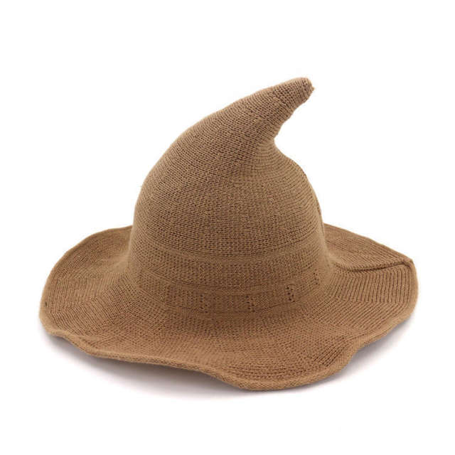 Hot sale knitted folding witches hat halloween hat