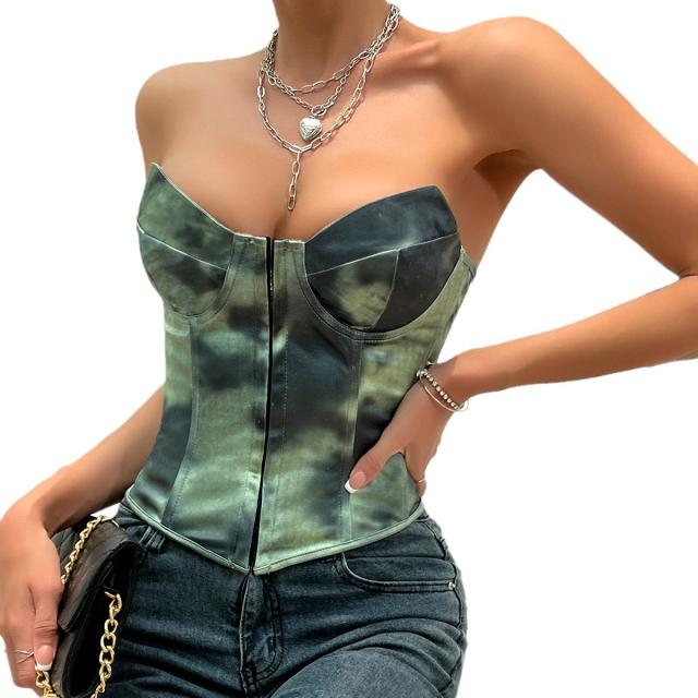 Hot sale contrast color sexy off shoulder corset tops