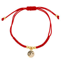 Deliate rainbow cz life tree cross charm red rope bracelet