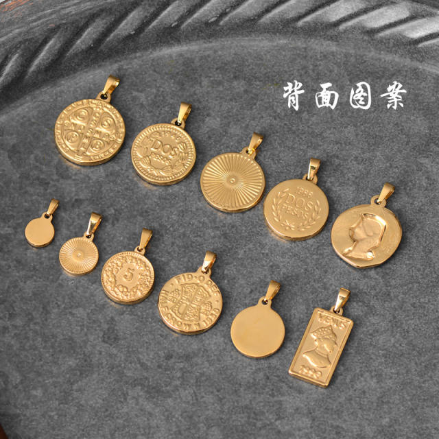 18KG stainless steel portrait coin pendant for necklace
