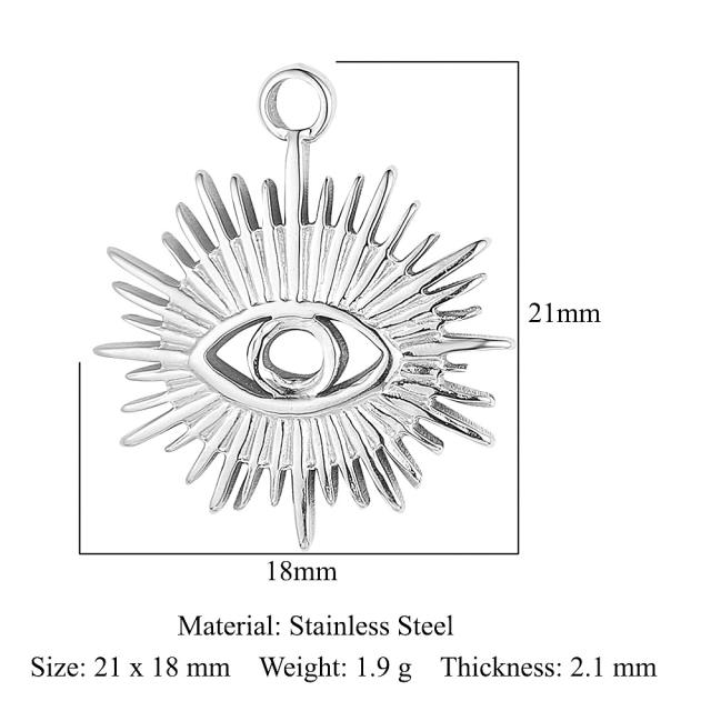 DIY stainless steel diamond evil eye coin heart shape stainless steel necklace charm pendant 3pcs/pack