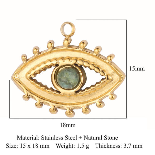 DIY stainless steel diamond evil eye coin heart shape stainless steel necklace charm pendant 3pcs/pack